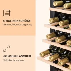 Vinamour 46 Uno Weinkühlschrank 1 Zonen 155 L/46 Fl. 4-18 °C Edelstahl -Klarstein 10040059 de 0004 logo