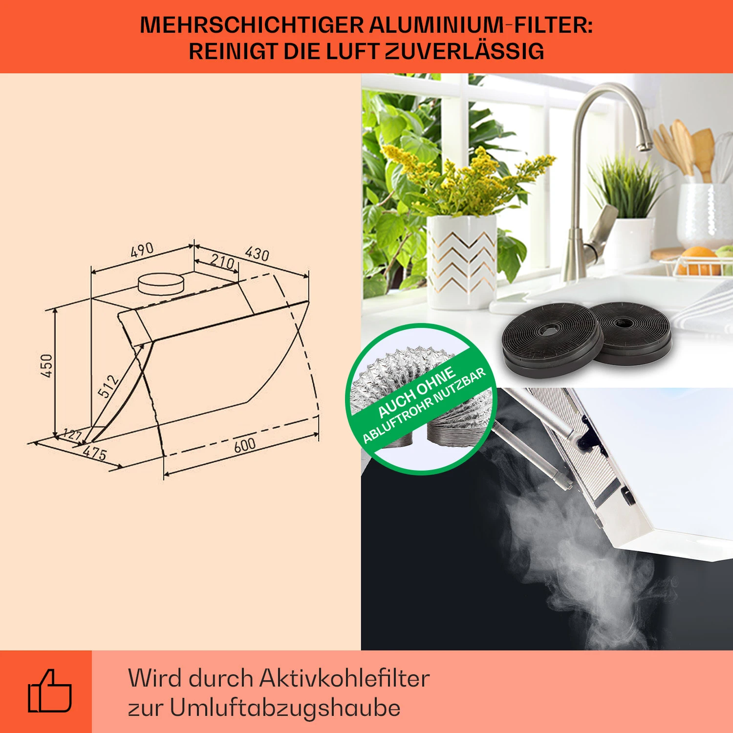 Clara 60 Dunstabzugshaube Glas 509 M³/h Touch Ambiente-Licht 7 Clara 60 Dunstabzugshaube Glas 509 M³/h Touch Ambiente-Licht – Bild 5
