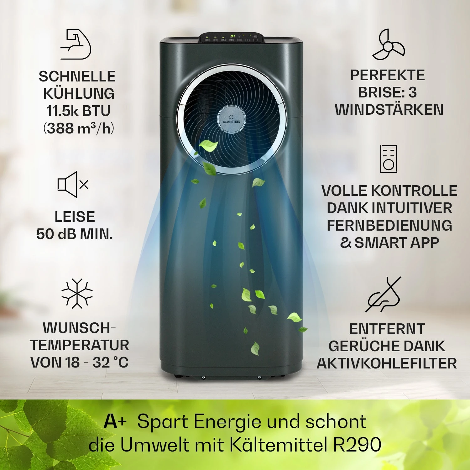 Kraftwerk Eco Smart 11 Klimaanlage 3-in-1 11500 BTU App Fernbedienung 4 Kraftwerk Eco Smart 11 Klimaanlage 3-in-1 11500 BTU App Fernbedienung – Bild 2