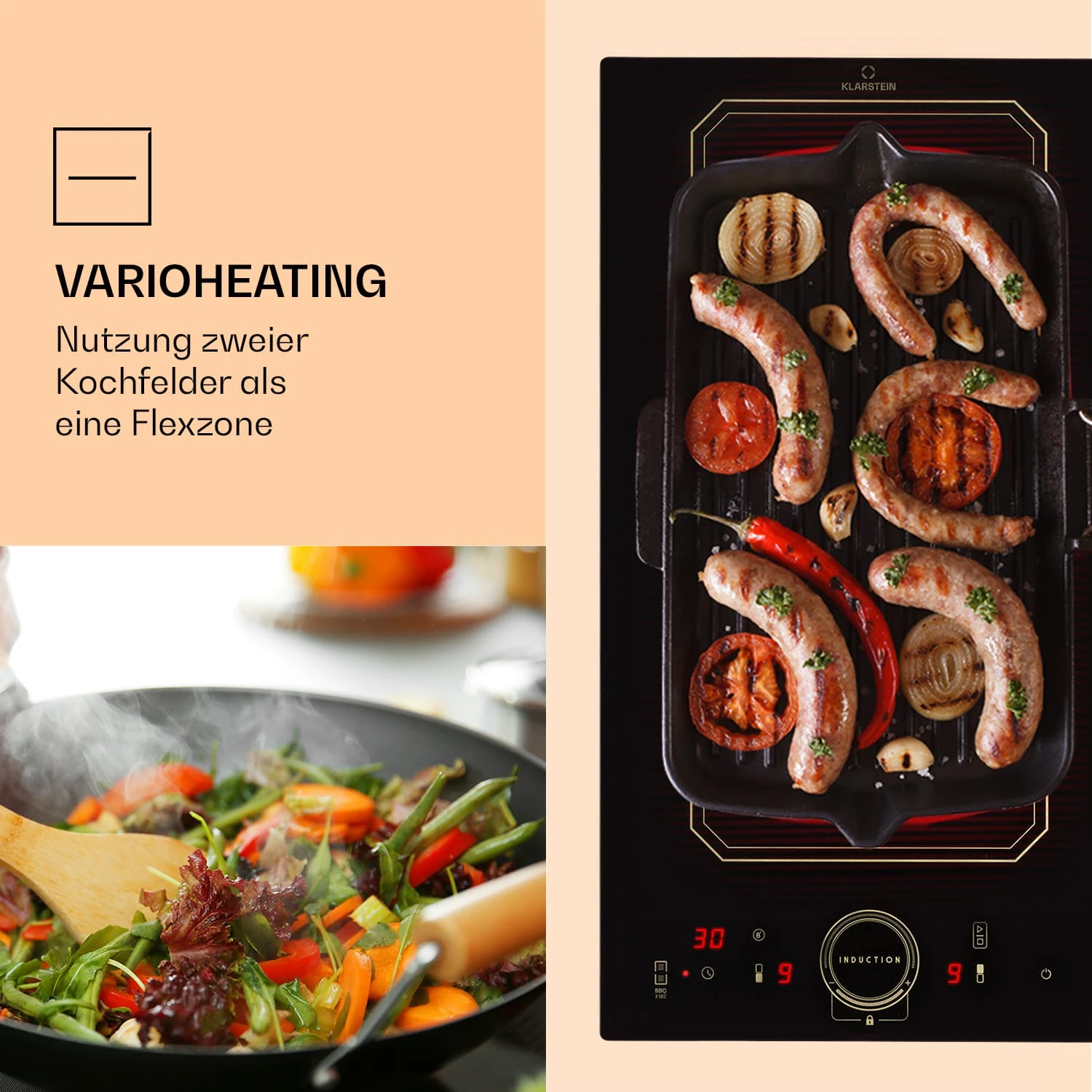 Victoria Domino Induktionskochfeld Einbau 3500W Flexzone Timer 5 Victoria Domino Induktionskochfeld Einbau 3500W Flexzone Timer – Bild 3