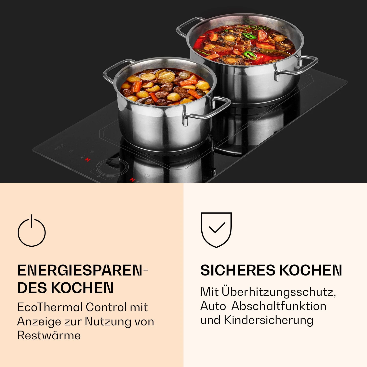 Victoria Domino Induktionskochfeld Einbau 3500W Flexzone Timer 7 Victoria Domino Induktionskochfeld Einbau 3500W Flexzone Timer – Bild 5