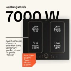 Victoria 4 Flex Induktionskochfeld Einbau 7000W 2 Flexzonen Timer -Klarstein 10040201 de 0003 usp