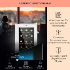 Shiraz 18 Slim Uno Weinkühlschrank 50l 18Fl Touch-Bedienfeld 5-18°C -Klarstein 10040215 de 0004 usp