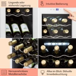 Shiraz 18 Slim Uno Weinkühlschrank 50l 18Fl Touch-Bedienfeld 5-18°C -Klarstein 10040215 de 0005 usp