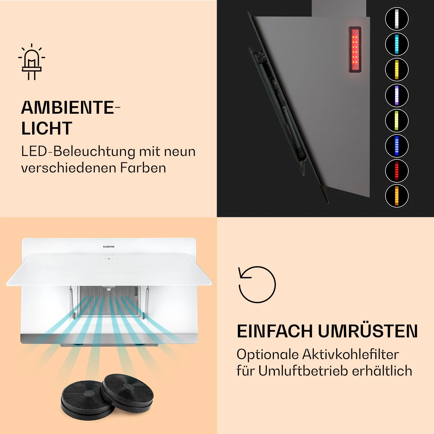 Aurora 90 Smart Dunstabzugshaube 550 M³/h 90cm Kopffrei Ambiente-Licht EEC A++ 7 Aurora 90 Smart Dunstabzugshaube 550 M³/h 90cm Kopffrei Ambiente-Licht EEC A++ – Bild 5