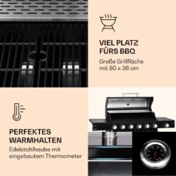 Valdosta 6.1 Gasgrill 6+1 Brenner 19,3 KW Gesamtleistung 12 Valdosta 6.1 Gasgrill 6+1 Brenner 19,3 KW Gesamtleistung -Klarstein 10040269 de 0003 logo