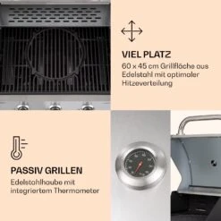 Lucifer 3 Gasgrill 3 X 3,6 KW Brenner 60x45cm Grill Edelstahl Mobil 13 Lucifer 3 Gasgrill 3 X 3,6 KW Brenner 60x45cm Grill Edelstahl Mobil -Klarstein 10040280 de 0004 logo