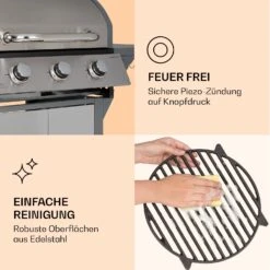 Lucifer 3 Gasgrill 3 X 3,6 KW Brenner 60x45cm Grill Edelstahl Mobil 16 Lucifer 3 Gasgrill 3 X 3,6 KW Brenner 60x45cm Grill Edelstahl Mobil -Klarstein 10040280 de 0007 logo