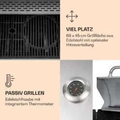 Lucifer 4 Gasgrill 4 X 3,6 KW Brenner 69x45cm Grill Edelstahl Mobil -Klarstein 10040281 de 0004 logo