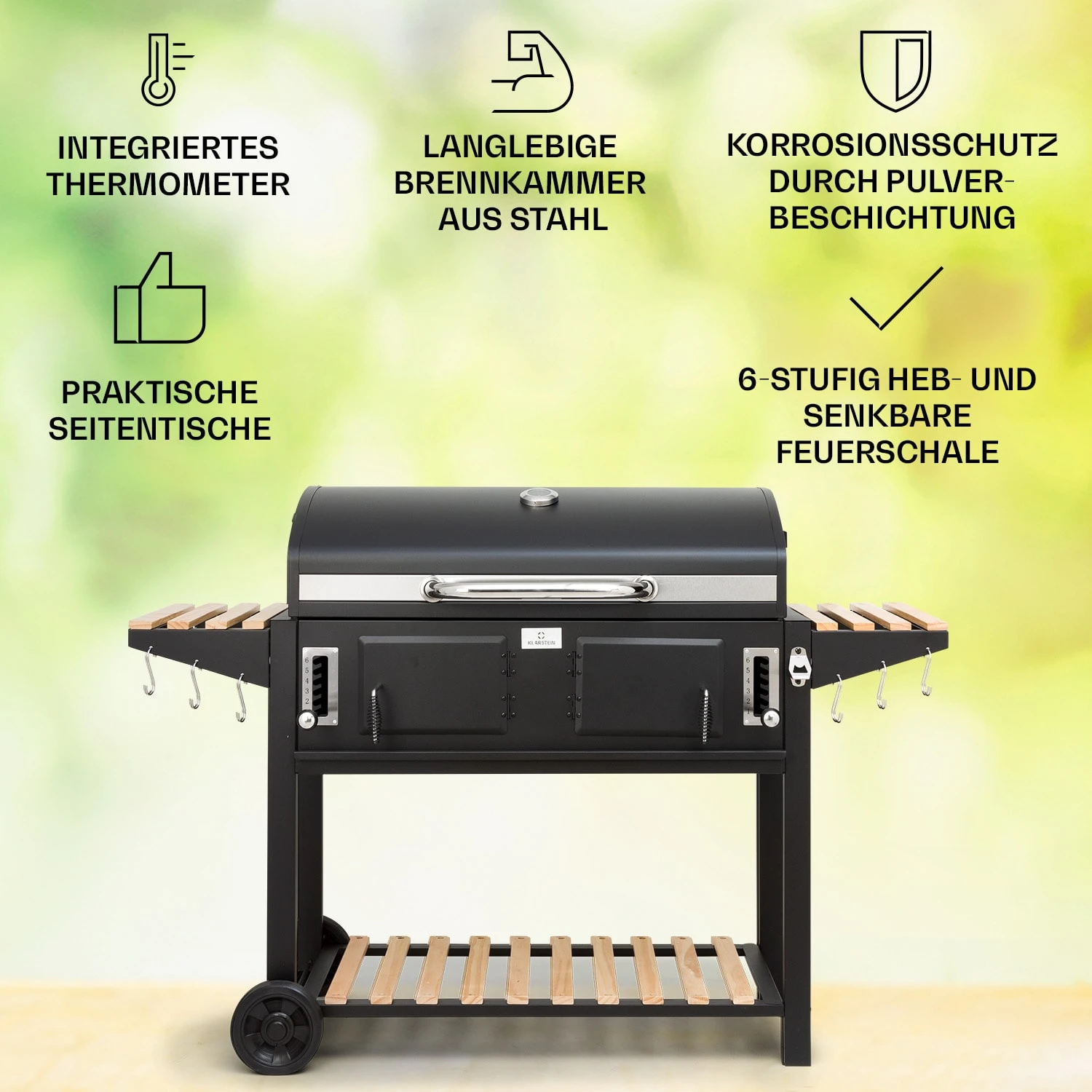 Aberdeen Double Holzkohlegrill Smoker Thermometer 2 Seitentische Mobil 4 Aberdeen Double Holzkohlegrill Smoker Thermometer 2 Seitentische Mobil – Bild 2