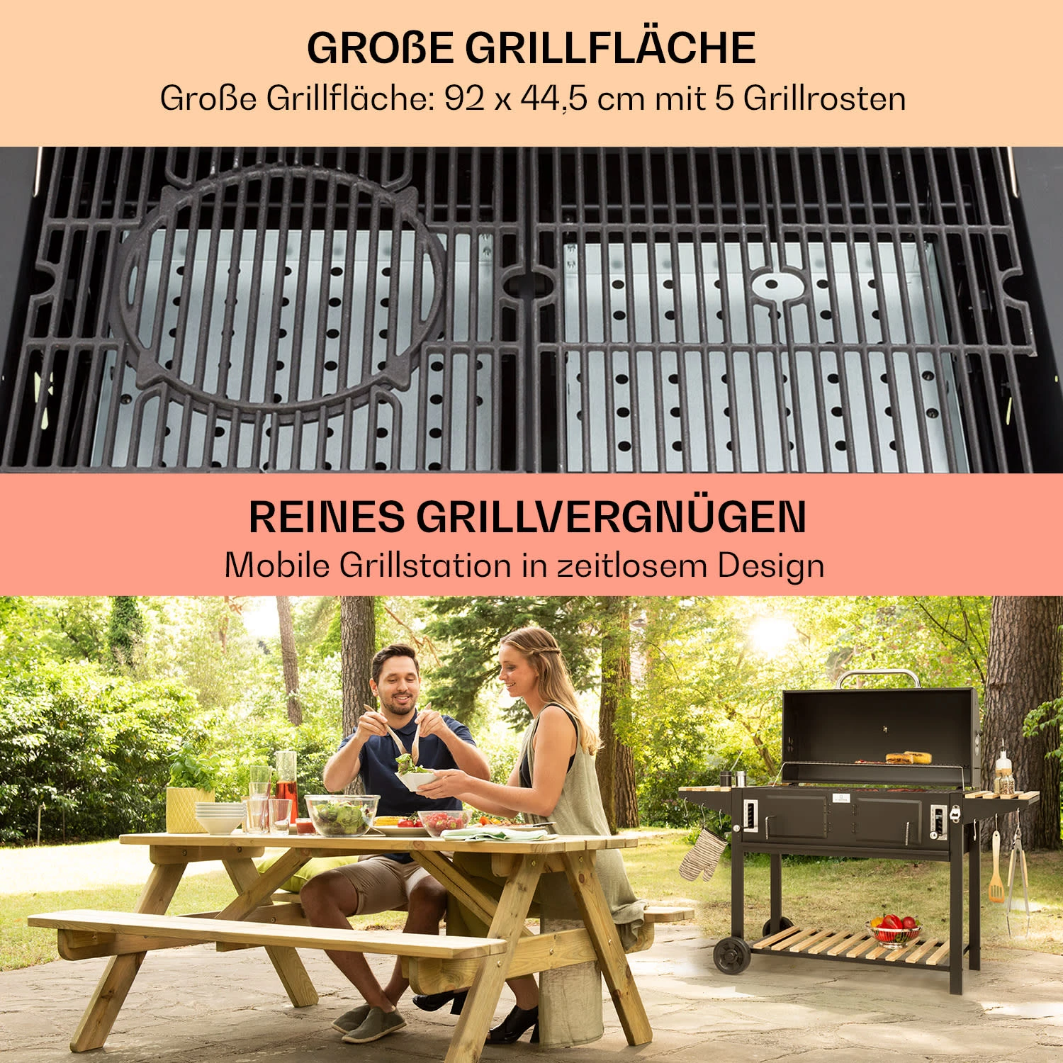 Aberdeen Double Holzkohlegrill Smoker Thermometer 2 Seitentische Mobil 6 Aberdeen Double Holzkohlegrill Smoker Thermometer 2 Seitentische Mobil – Bild 4