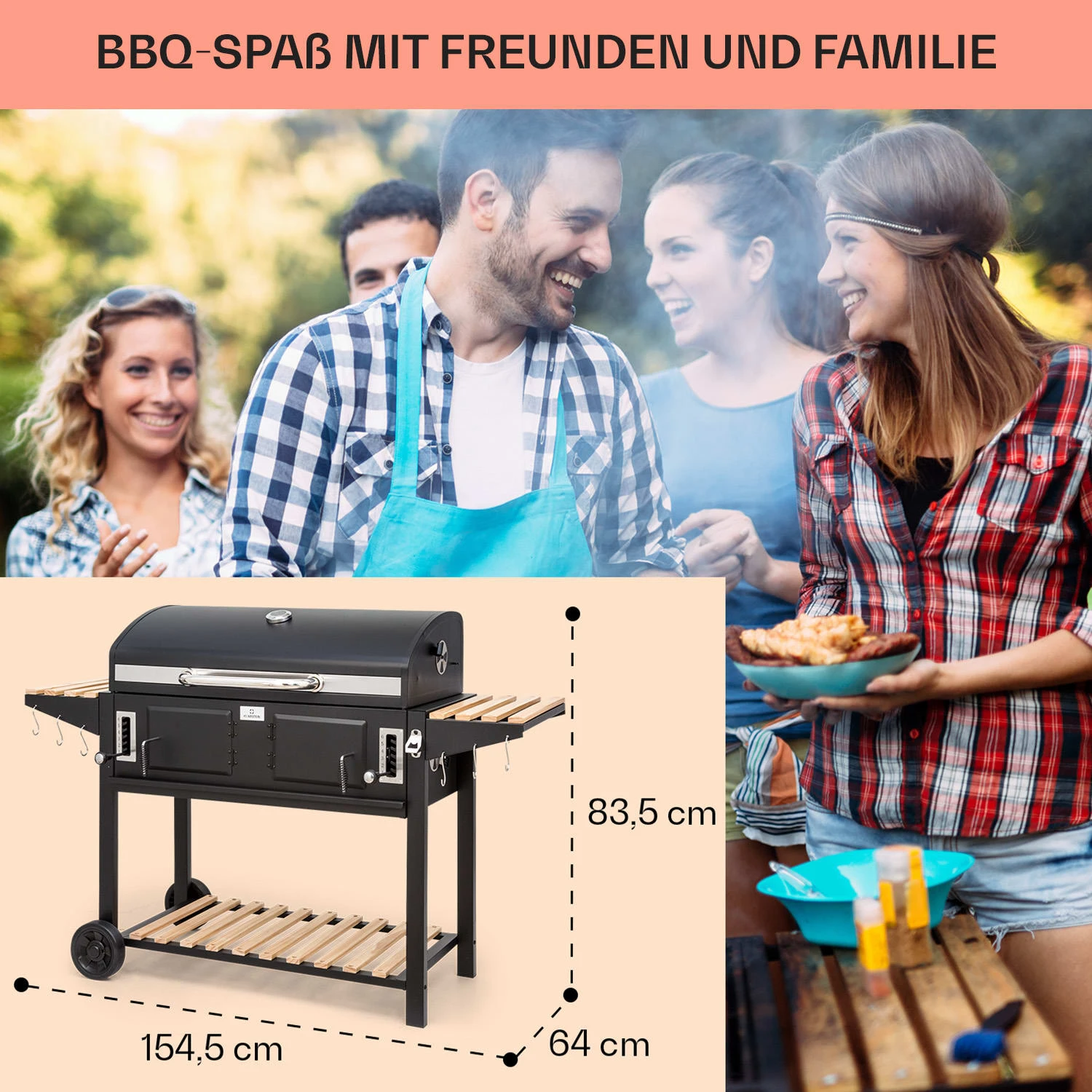 Aberdeen Double Holzkohlegrill Smoker Thermometer 2 Seitentische Mobil 9 Aberdeen Double Holzkohlegrill Smoker Thermometer 2 Seitentische Mobil – Bild 7