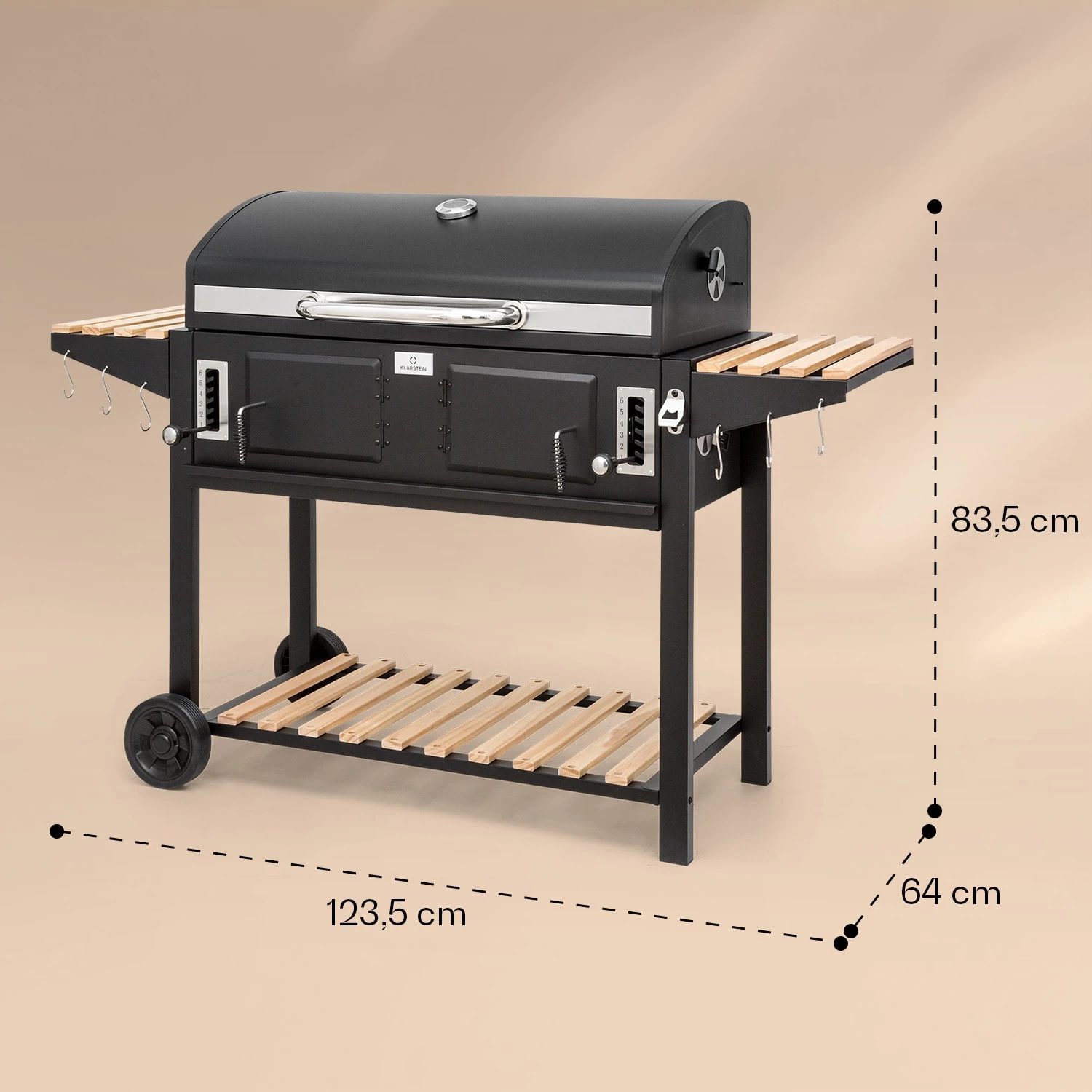 Aberdeen Double Holzkohlegrill Smoker Thermometer 2 Seitentische Mobil 11 Aberdeen Double Holzkohlegrill Smoker Thermometer 2 Seitentische Mobil – Bild 9