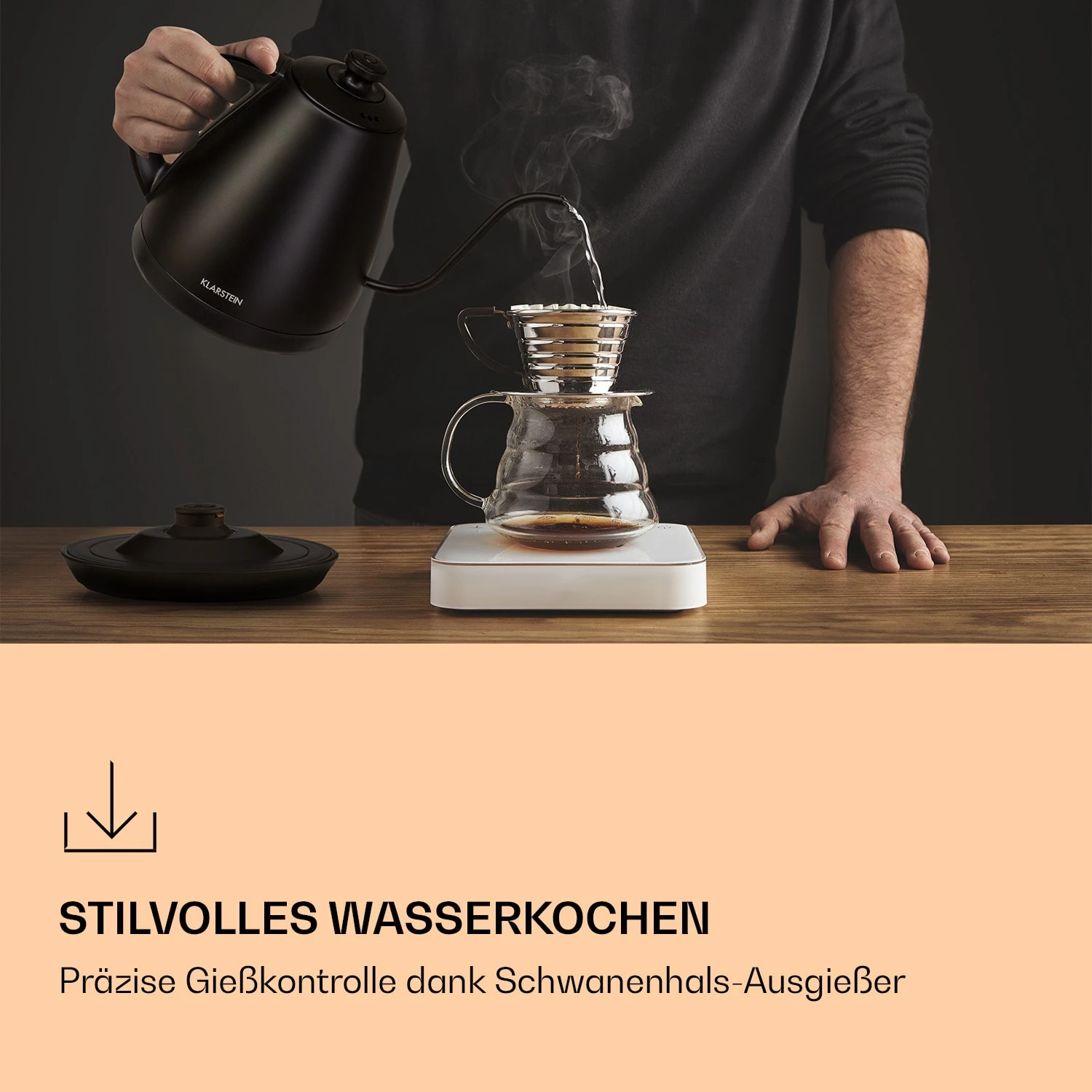 Garcon Wasserkocher 1L 2000W Warmhaltefunktion Schwanenhals Edelstahl 4 Garcon Wasserkocher 1L 2000W Warmhaltefunktion Schwanenhals Edelstahl – Bild 2