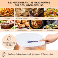 Air Bloom Heißluftfritteuse Dampffunktion 1500W 7,5 Liter 16 Programme 12 Air Bloom Heißluftfritteuse Dampffunktion 1500W 7,5 Liter 16 Programme -Klarstein 10040496 de 0004 usp