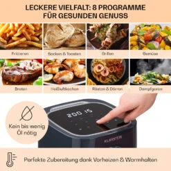Crisp-Pro Heißluftfritteuse Air Fryer 1400W 2,8 Ltr Timer Edelstahl 10 Crisp-Pro Heißluftfritteuse Air Fryer 1400W 2,8 Ltr Timer Edelstahl -Klarstein 10040698 de 0003 usp