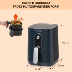 Crisp-Pro Heißluftfritteuse Air Fryer 1400W 2,8 Ltr Timer Edelstahl 13 Crisp-Pro Heißluftfritteuse Air Fryer 1400W 2,8 Ltr Timer Edelstahl -Klarstein 10040698 de 0006 usp