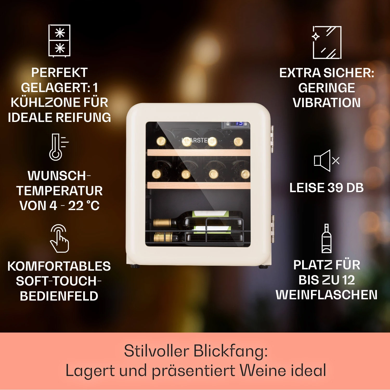 Vinetage 12 Getränkekühler Kühlschrank 48 Liter 4-22°C Retro-Design 4 Vinetage 12 Getränkekühler Kühlschrank 48 Liter 4-22°C Retro-Design – Bild 2