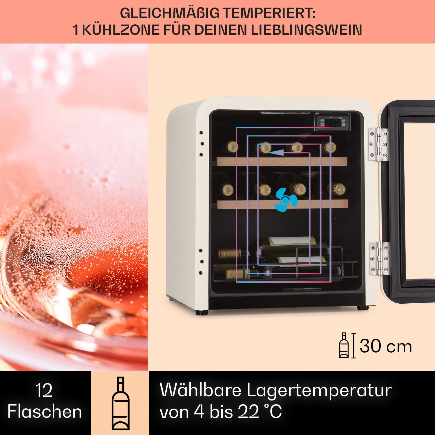 Vinetage 12 Getränkekühler Kühlschrank 48 Liter 4-22°C Retro-Design 5 Vinetage 12 Getränkekühler Kühlschrank 48 Liter 4-22°C Retro-Design – Bild 3