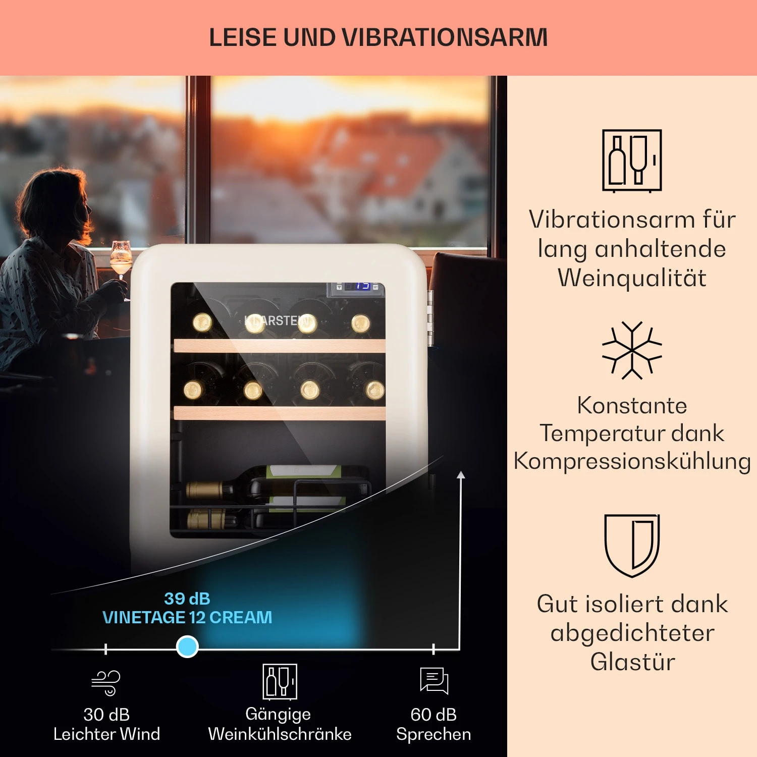 Vinetage 12 Getränkekühler Kühlschrank 48 Liter 4-22°C Retro-Design 6 Vinetage 12 Getränkekühler Kühlschrank 48 Liter 4-22°C Retro-Design – Bild 4
