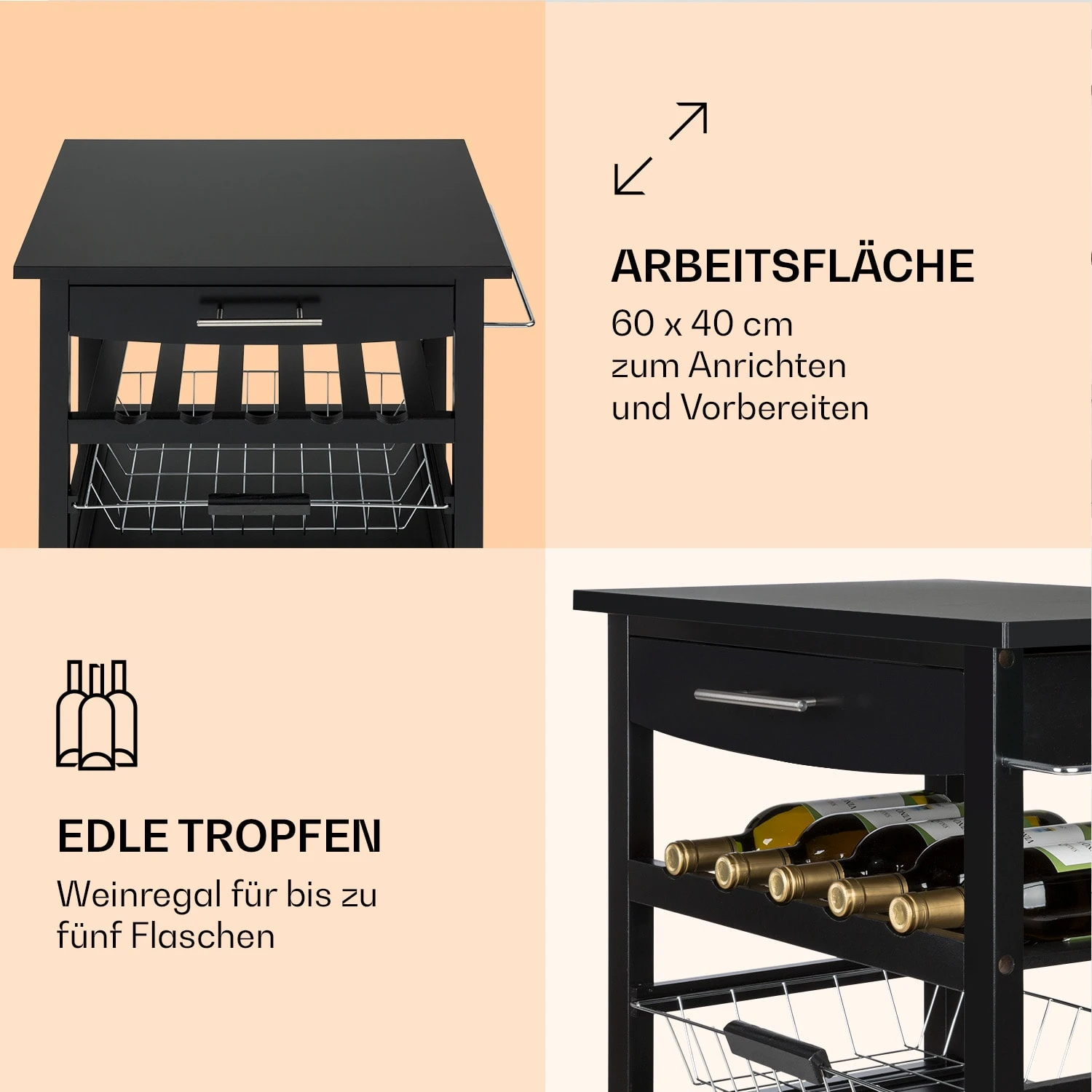 Louisiana Servierwagen Küchenwagen 5 Etagen Holz Handtuchhalter Mobil 5 Louisiana Servierwagen Küchenwagen 5 Etagen Holz Handtuchhalter Mobil – Bild 3