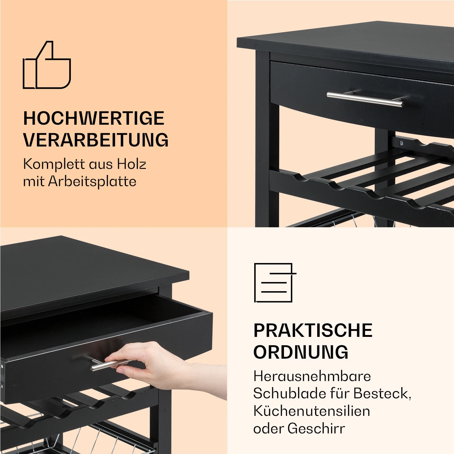 Louisiana Servierwagen Küchenwagen 5 Etagen Holz Handtuchhalter Mobil 7 Louisiana Servierwagen Küchenwagen 5 Etagen Holz Handtuchhalter Mobil – Bild 5