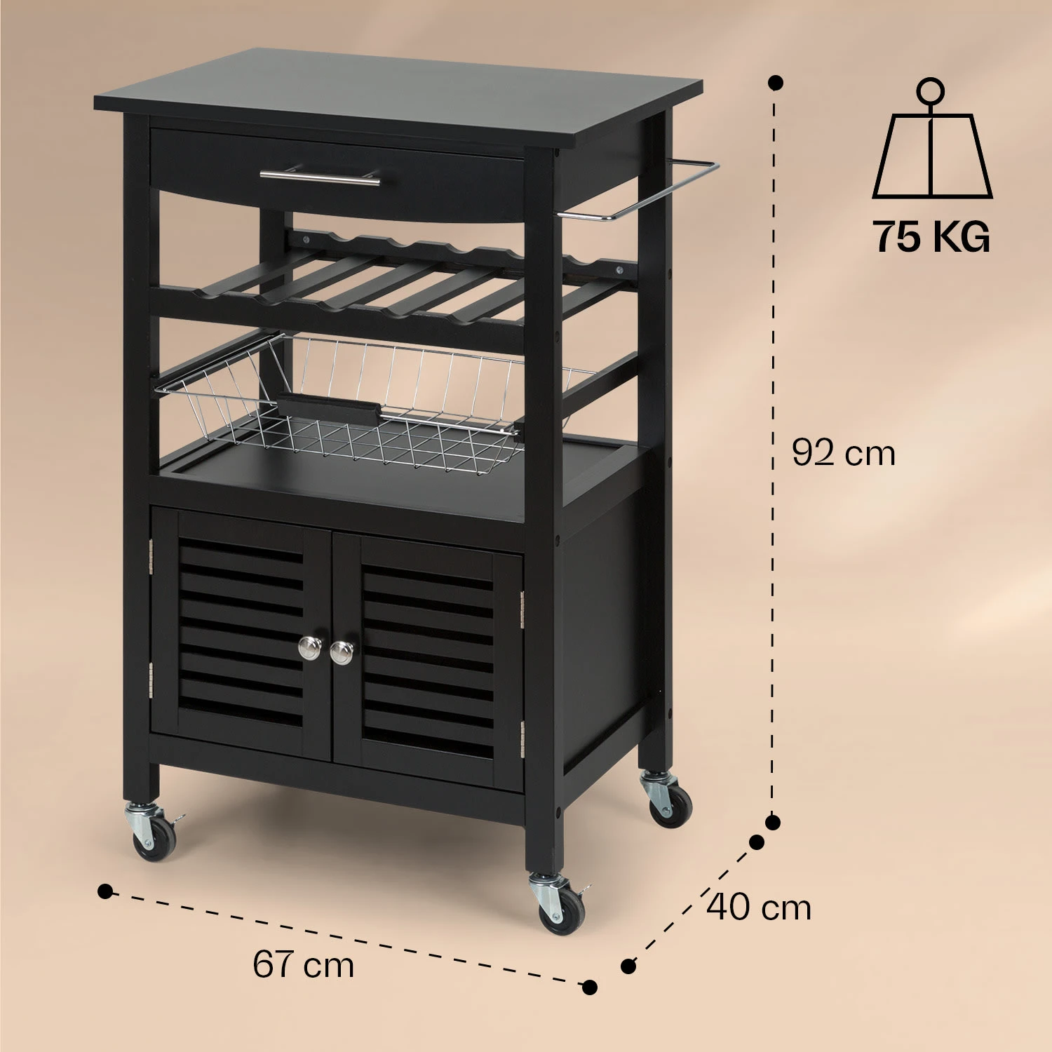 Louisiana Servierwagen Küchenwagen 5 Etagen Holz Handtuchhalter Mobil 10 Louisiana Servierwagen Küchenwagen 5 Etagen Holz Handtuchhalter Mobil – Bild 8