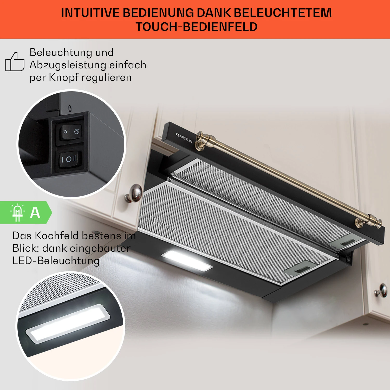 Vilhelmine Flachschirmhaube 60 Retro EEK B Abluftleistung: 332 M³/h Ausziehbar 6 Vilhelmine Flachschirmhaube 60 Retro EEK B Abluftleistung: 332 M³/h Ausziehbar – Bild 4