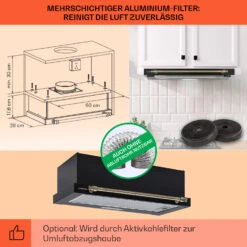 Vilhelmine Flachschirmhaube 60 Retro EEK B Abluftleistung: 332 M³/h Ausziehbar 14 Vilhelmine Flachschirmhaube 60 Retro EEK B Abluftleistung: 332 M³/h Ausziehbar -Klarstein 10041125 de 0005 usp