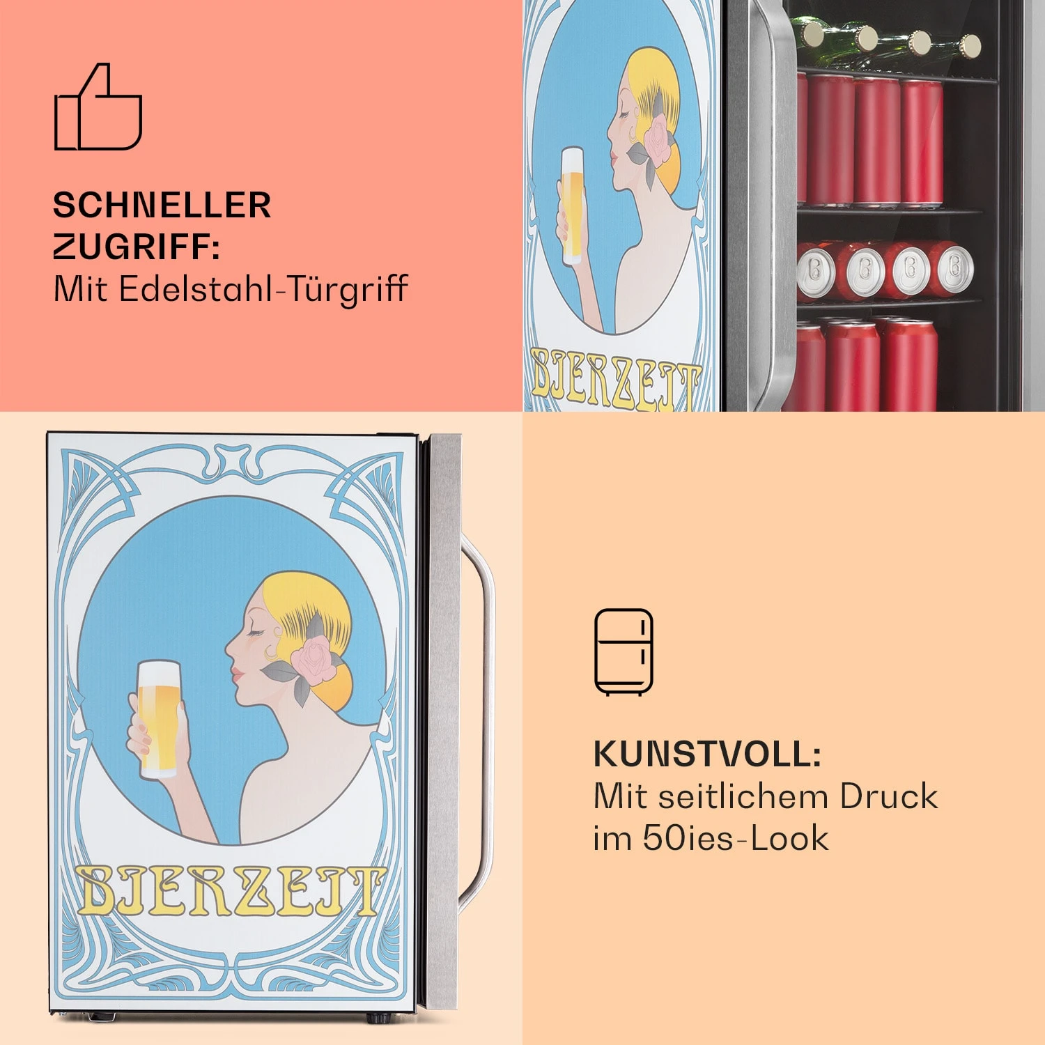Beersafe 70 Bierzeit Edition Kühlschrank 70 Liter 3 Böden Panoramaglastür Edelstahl 6 Beersafe 70 Bierzeit Edition Kühlschrank 70 Liter 3 Böden Panoramaglastür Edelstahl – Bild 4