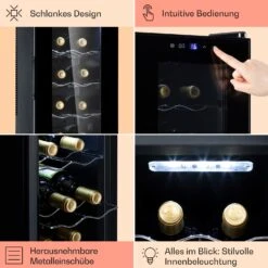 Barolo 14 Slim Uno Weinkühlschrank 46 Ltr 14 Flaschen 11-18°C SingleZone 15 Barolo 14 Slim Uno Weinkühlschrank 46 Ltr 14 Flaschen 11-18°C SingleZone -Klarstein 10041206 de 0005 usp
