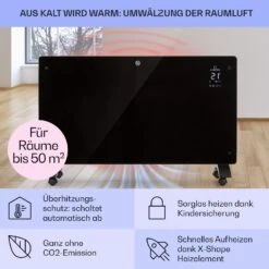 Bansin Crystal Smart Konvektions-Heizgerät 2500W 5 - 50 °C App-Steuerung -Klarstein 10041211 de 0004 usp