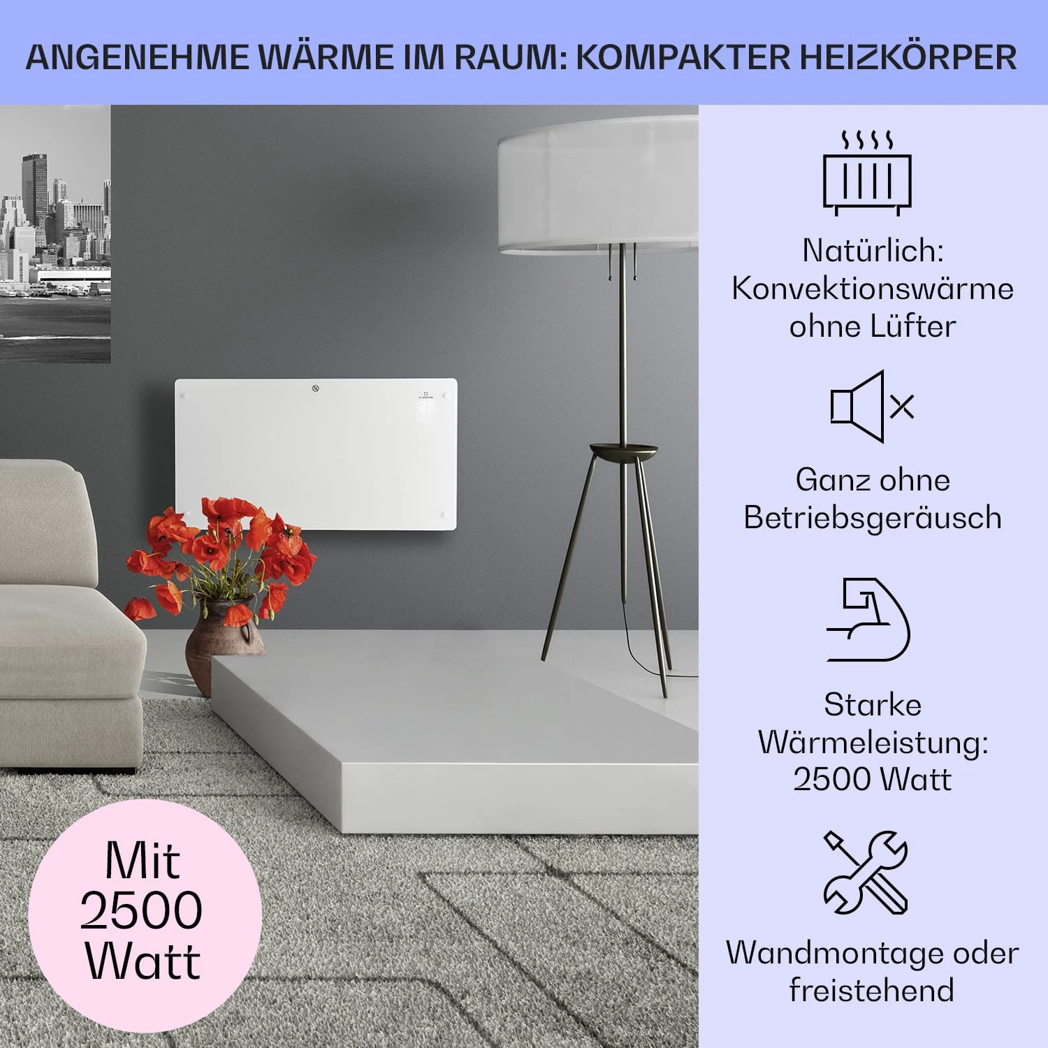 Bansin Crystal Smart Konvektions-Heizgerät 2500W 5 - 50 °C App-Steuerung 4 Bansin Crystal Smart Konvektions-Heizgerät 2500W 5 - 50 °C App-Steuerung – Bild 2