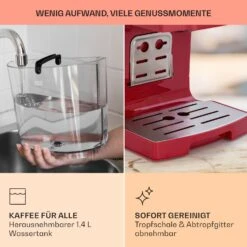 BellaVita Kaffeemaschine 3-in-1 1450 W 20 Bar Milchschäumer 14 BellaVita Kaffeemaschine 3-in-1 1450 W 20 Bar Milchschäumer -Klarstein 10041240 de 0006 usp