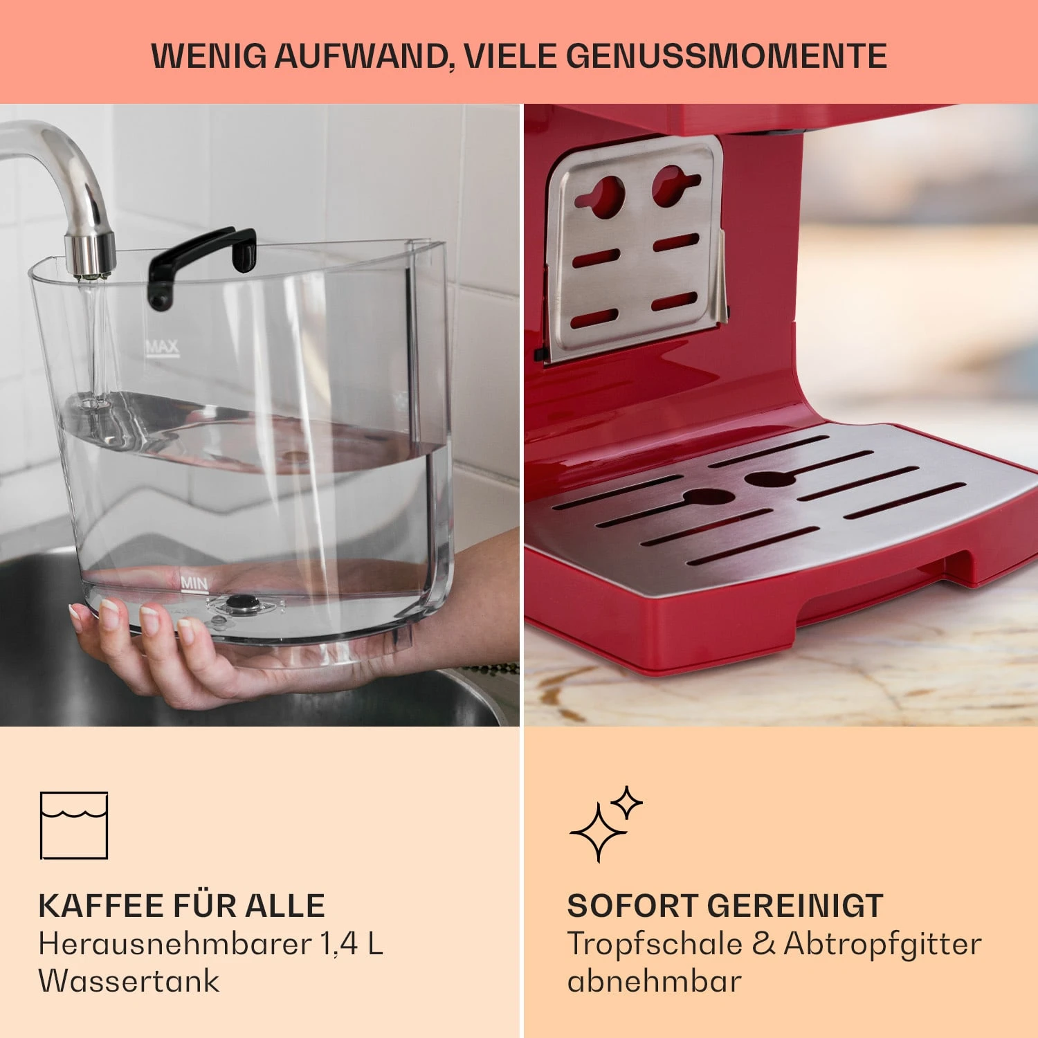 BellaVita Kaffeemaschine 3-in-1 1450 W 20 Bar Milchschäumer 8 BellaVita Kaffeemaschine 3-in-1 1450 W 20 Bar Milchschäumer – Bild 6