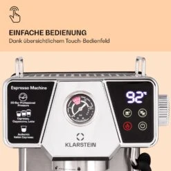 Libeica Espressomaschine 19 Bar Ca. 10 Tassen 1,8 Liter Milchschaum 12 Libeica Espressomaschine 19 Bar Ca. 10 Tassen 1,8 Liter Milchschaum -Klarstein 10041253 de 0003 logo