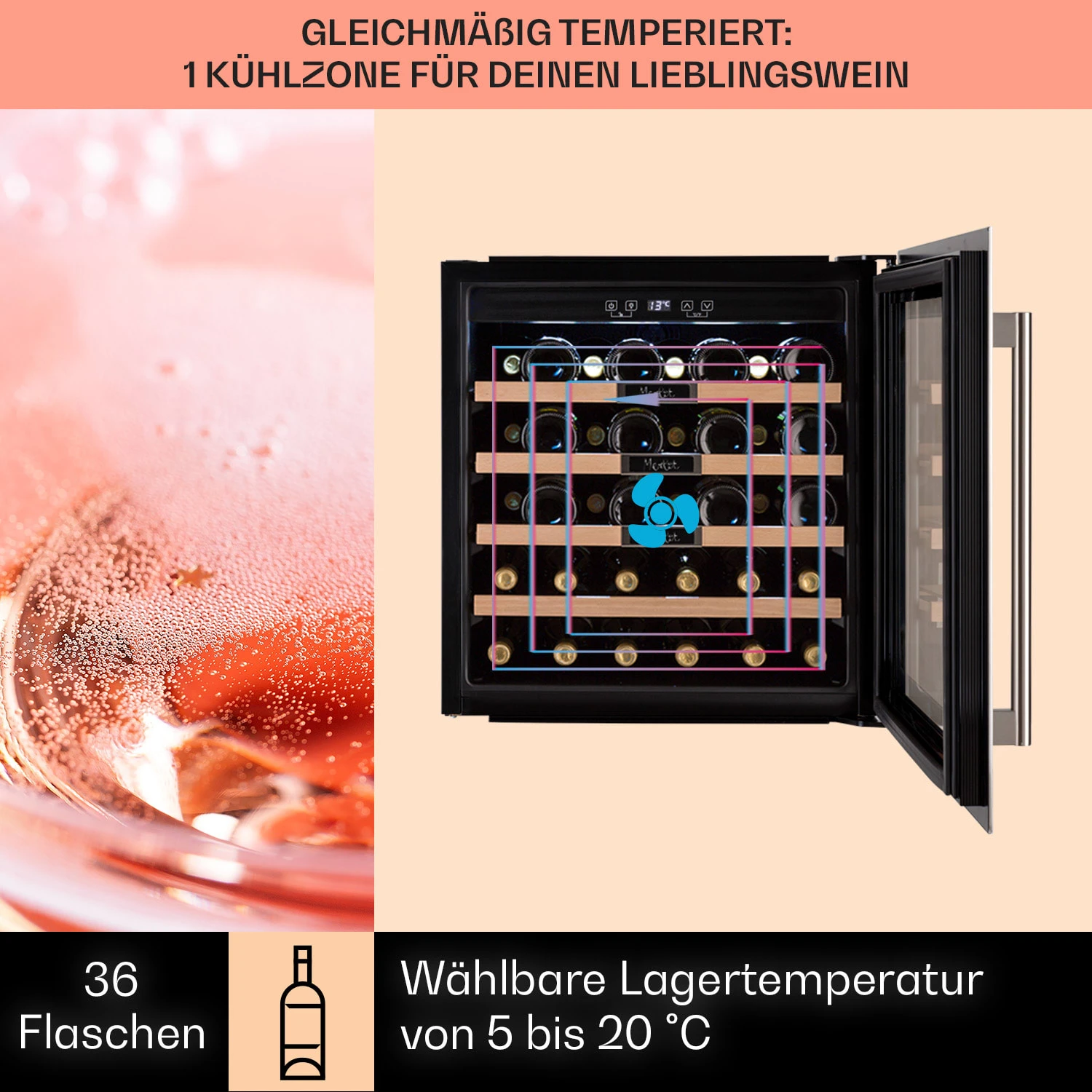 Vinsider 36 Built-In Uno Einbau-Weinkühlschrank 36 Flaschen 92 Ltr Edelstahl 5 Vinsider 36 Built-In Uno Einbau-Weinkühlschrank 36 Flaschen 92 Ltr Edelstahl – Bild 3