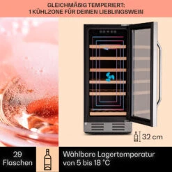 Vinovilla 29 Built-In Weinkühlschrank 81 L / 29 Fl. Glastür Edelstahl -Klarstein 10041304 de 0003 logo