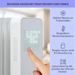 Sanford Smart Ölradiator 2500 W Leistung Wochentimer LED-Display Touch-Panel Klarstein-App -Klarstein 10041359 de 0004 usp