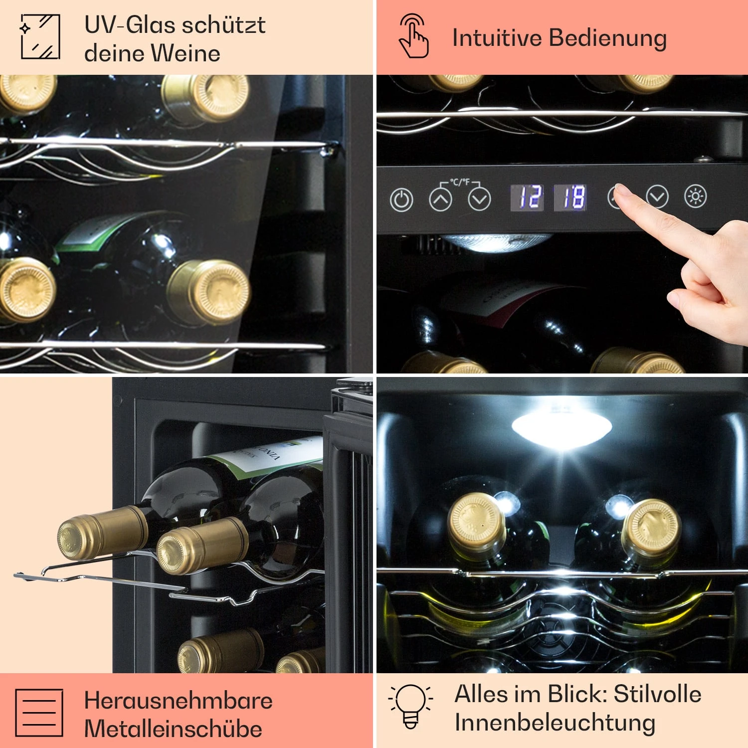 Shiraz 12 Duo Weinkühlschrank 2 Zonen 42L/12 Flaschen 5-12 / 12-18 °C Touch 7 Shiraz 12 Duo Weinkühlschrank 2 Zonen 42L/12 Flaschen 5-12 / 12-18 °C Touch – Bild 5