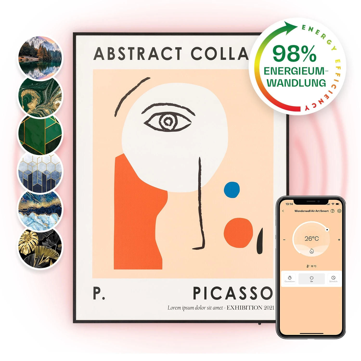 Wonderwall Air Art Smart Infrarotheizung 60x80cm 500W Wandinstallation App-Steuerung Abstrakt 3 Wonderwall Air Art Smart Infrarotheizung 60x80cm 500W Wandinstallation App-Steuerung Abstrakt