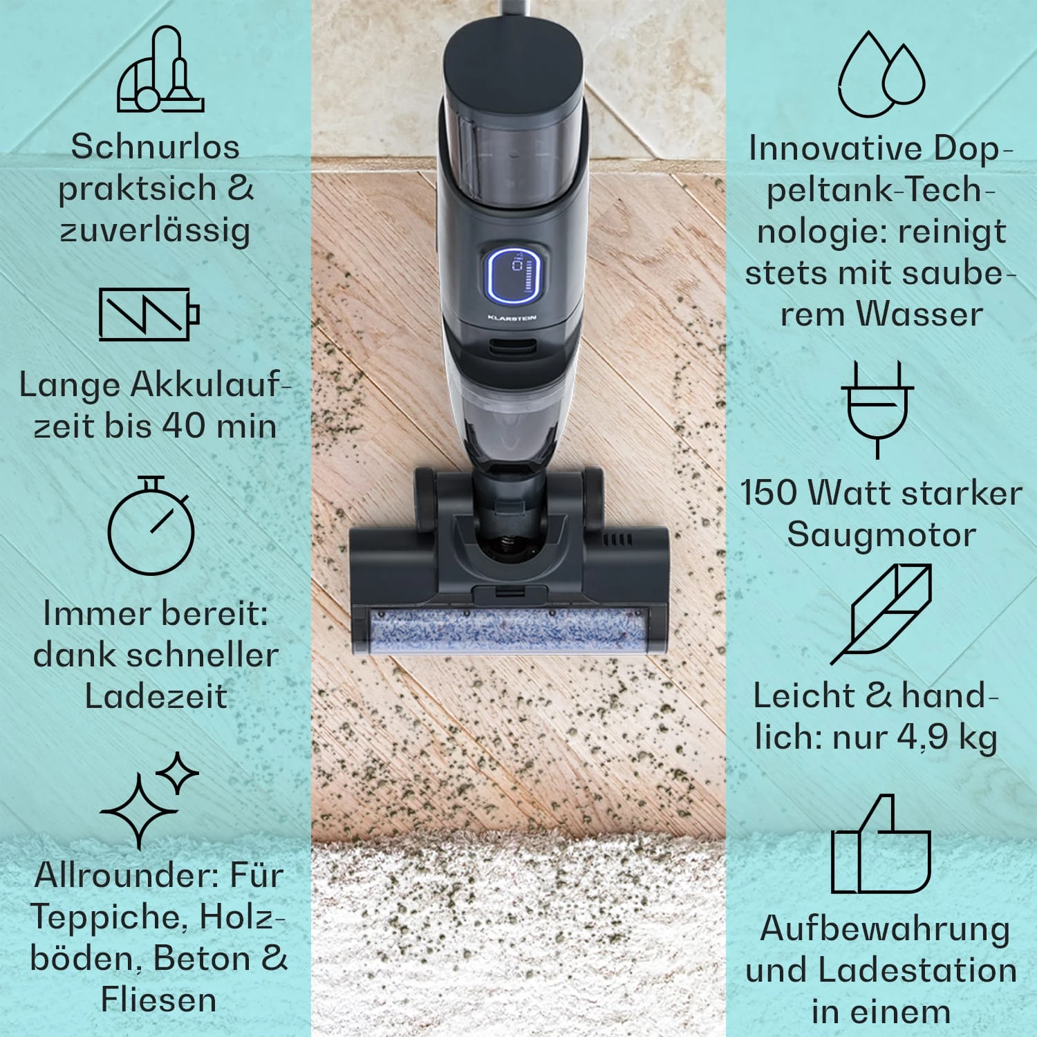 Caswell Plus Nass-/Trockensauger Kabellos Akkubetrieben LED-Display 4 Caswell Plus Nass-/Trockensauger Kabellos Akkubetrieben LED-Display – Bild 2