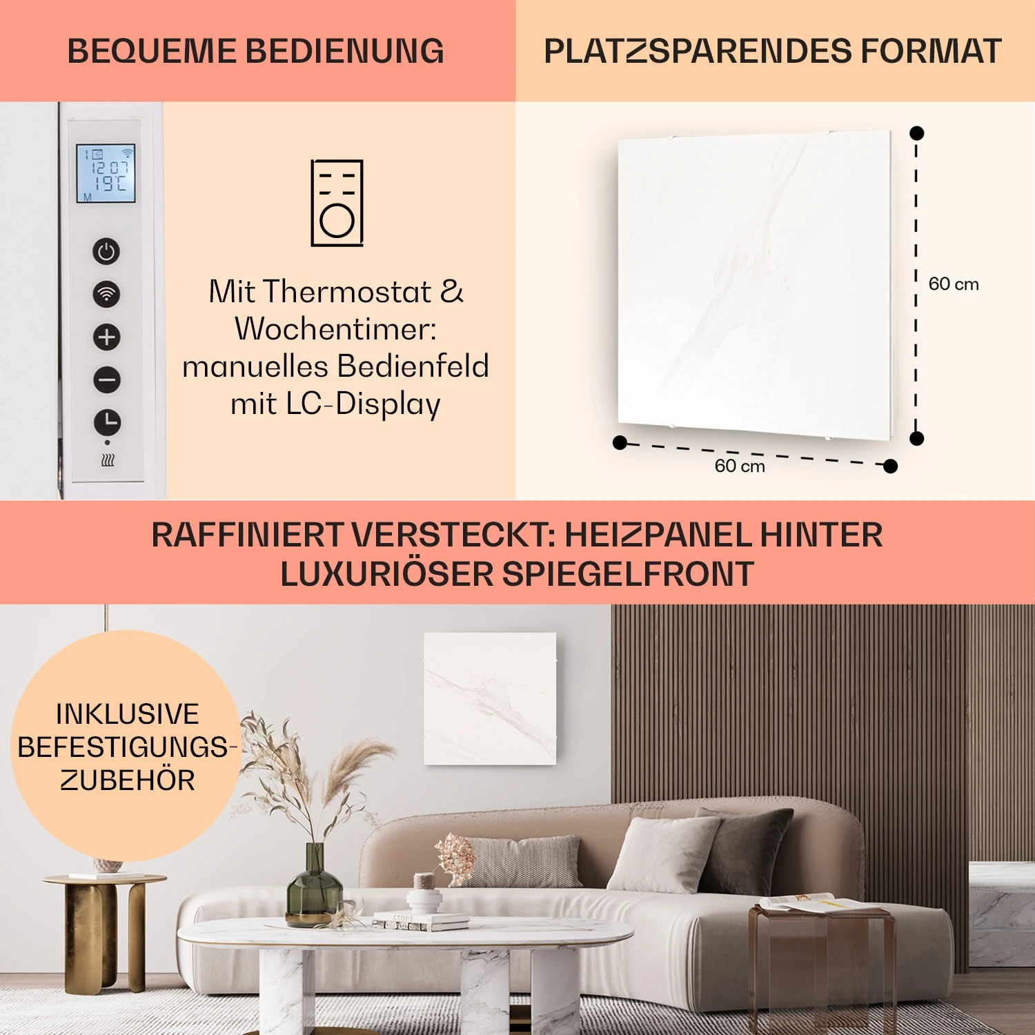 Wonderwall Santorini Smart Infrarot-Heizung 60x60cm 500W Timer IP24 8 Wonderwall Santorini Smart Infrarot-Heizung 60x60cm 500W Timer IP24 – Bild 6