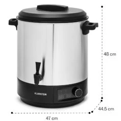 Abbey 25 Einkochautomat Getränkespender 25L 100°C 180min Edelstahl -Klarstein 10041838 yy 0008 dimensions