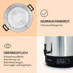 Abbey 60 Einkochautomat Getränkespender 60L 100°C 180min Edelstahl -Klarstein 10041840 de 0006 logo