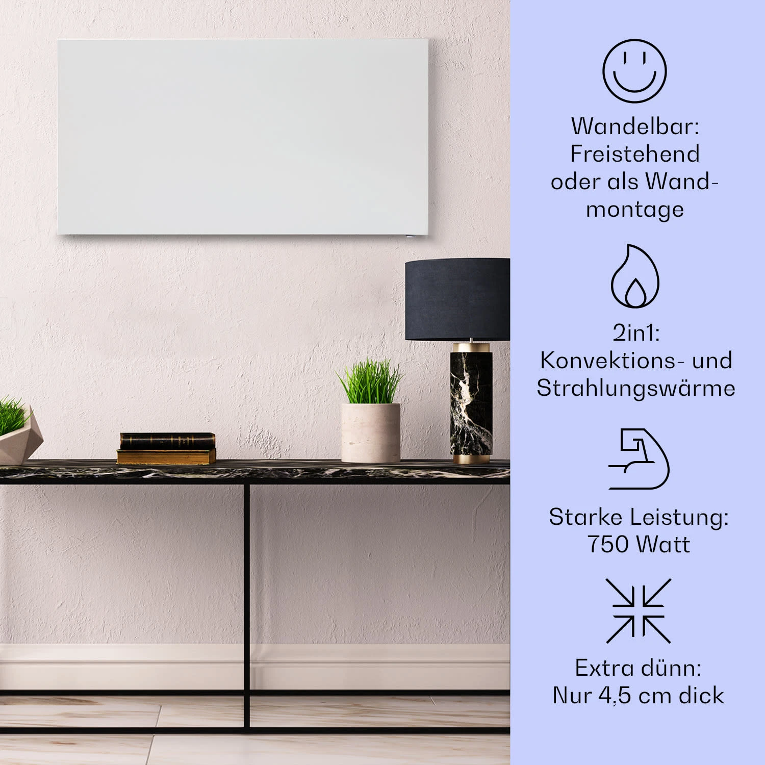 Taal Smart Hybrid-Infrarot-Heizung 105x56cm 750W Wochentimer IP24 4 Taal Smart Hybrid-Infrarot-Heizung 105x56cm 750W Wochentimer IP24 – Bild 2