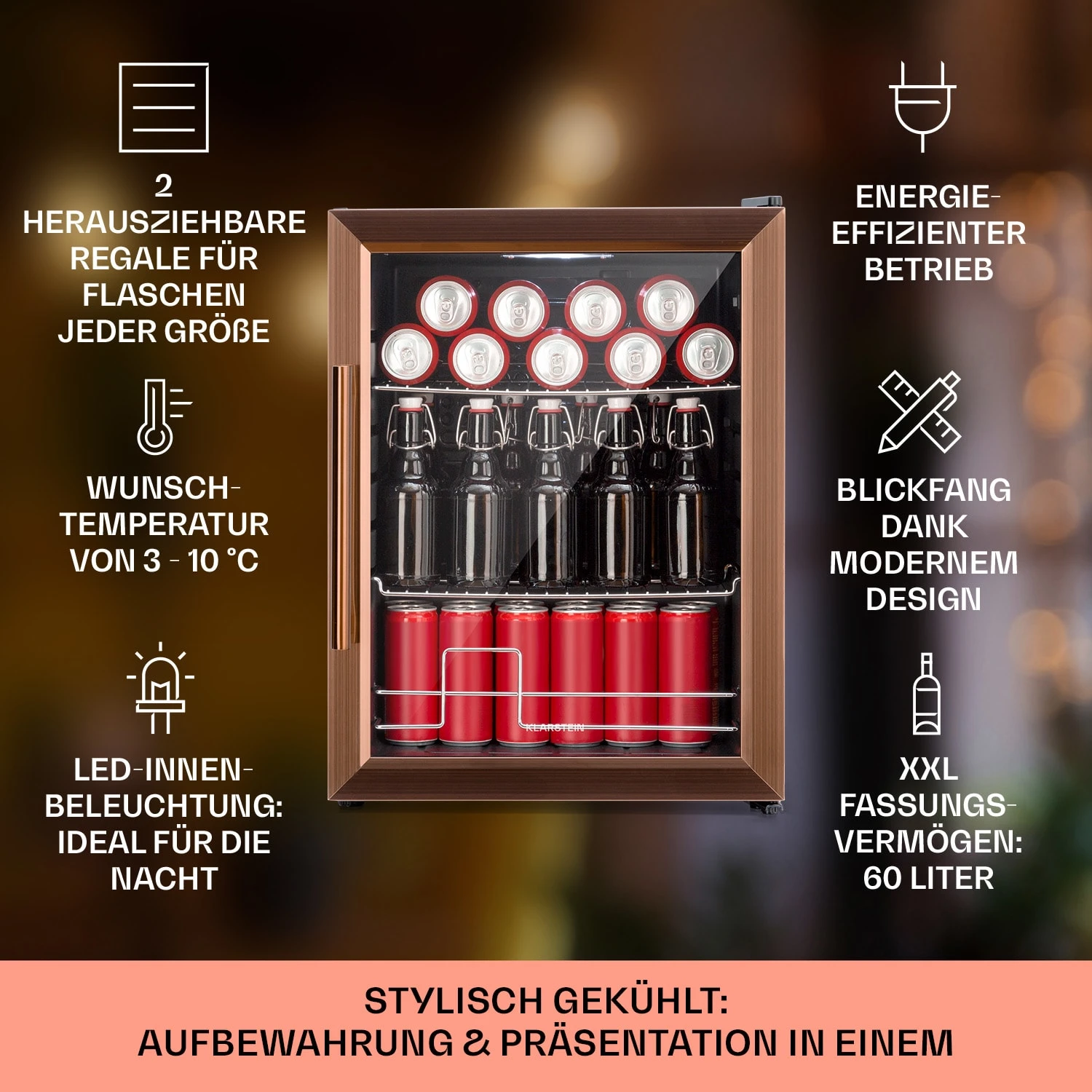 Beersafe XL Kühlschrank 60 Liter 2 Böden Doppelt Isolierte Panoramaglastür Edelstahl 4 Beersafe XL Kühlschrank 60 Liter 2 Böden Doppelt Isolierte Panoramaglastür Edelstahl – Bild 2