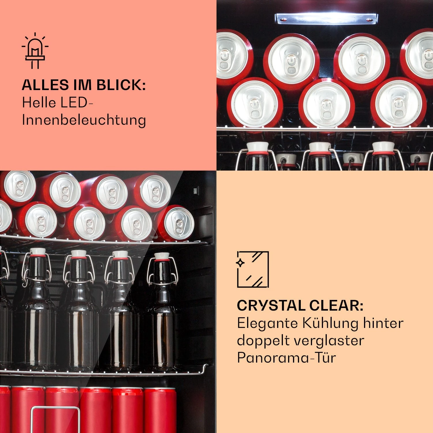 Beersafe XL Kühlschrank 60 Liter 2 Böden Doppelt Isolierte Panoramaglastür Edelstahl 6 Beersafe XL Kühlschrank 60 Liter 2 Böden Doppelt Isolierte Panoramaglastür Edelstahl – Bild 4