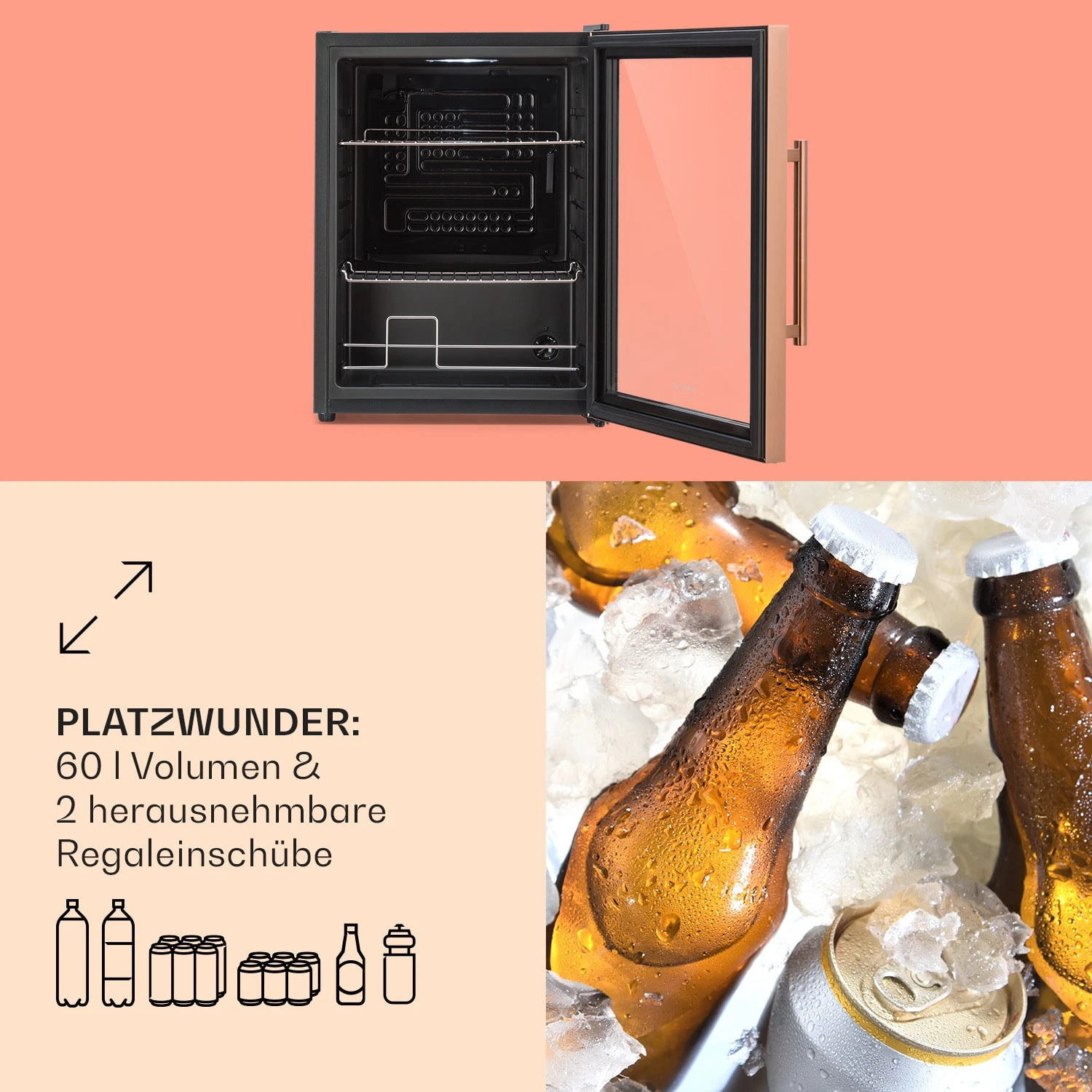 Beersafe XL Kühlschrank 60 Liter 2 Böden Doppelt Isolierte Panoramaglastür Edelstahl 7 Beersafe XL Kühlschrank 60 Liter 2 Böden Doppelt Isolierte Panoramaglastür Edelstahl – Bild 5