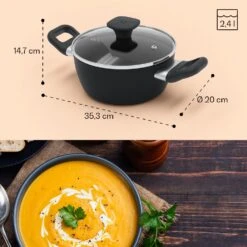 Noto Endurance Kochtopf Ø20cm Geschmiedetes Aluminium Deckel Induktion PTFE-Antihaftbeschichtung 19 Noto Endurance Kochtopf Ø20cm Geschmiedetes Aluminium Deckel Induktion PTFE-Antihaftbeschichtung -Klarstein 10045006 yy 0009 dimensions